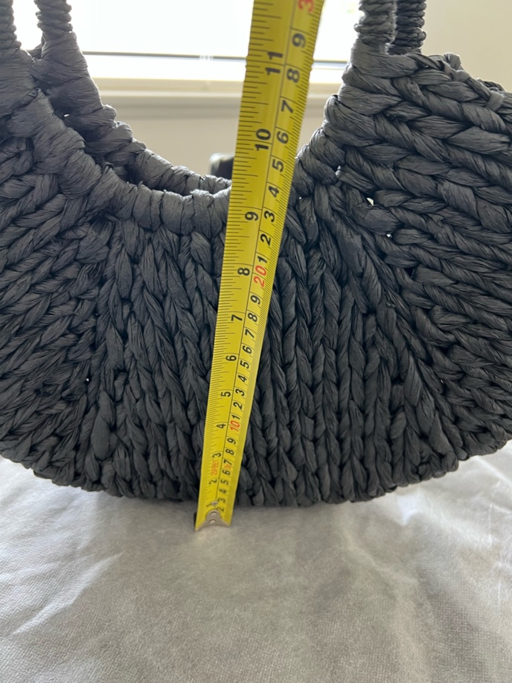 Zara Black Woven Crescent Tote with Round Handles - Picture 5 of 6